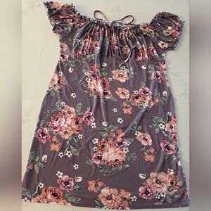 Urbanolgy Off Shoulder Muted Purple Floral Mini Dress